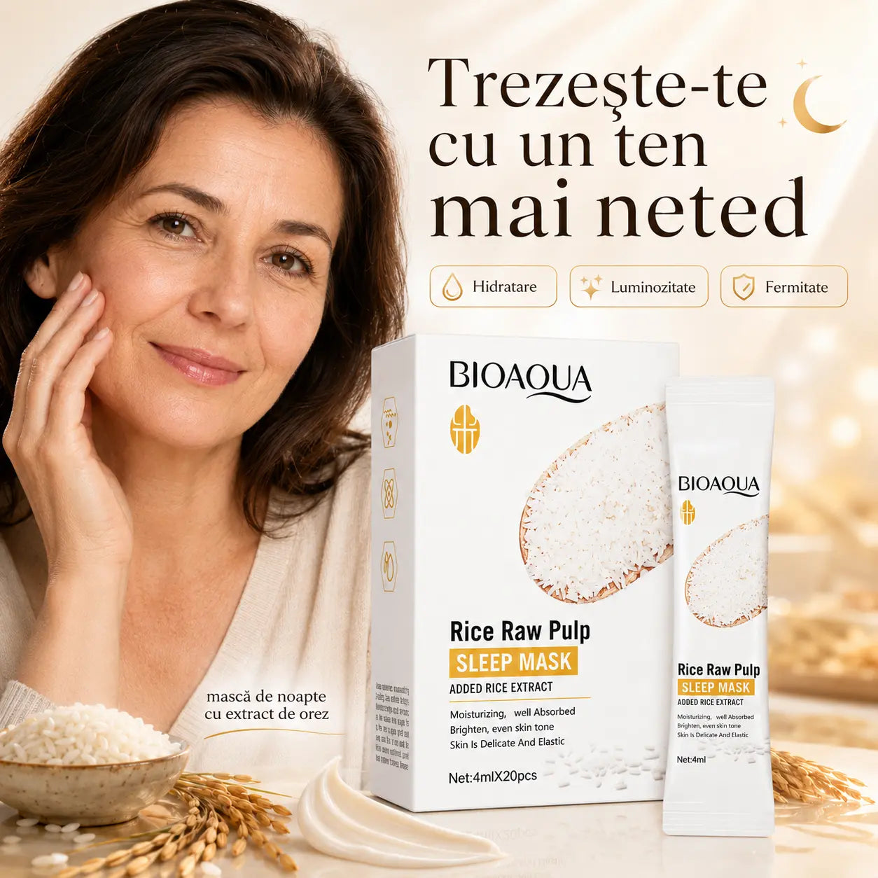Mască de Noapte cu Pulpă de Orez – pachet 20 buc
